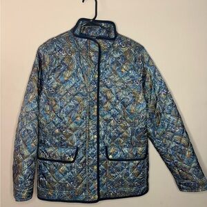 Women's Talbots Blue Paisley Quilted Jacket